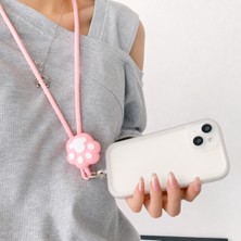 Aksesuarda Universal 60 cm Pati Figürlü Telefon Boyun Askısı Pembe Cep Telefonu Taşıma Ipi Şeffaf Bağlantı Aparatlı Uzun Askılı Telefon Aksesuarı