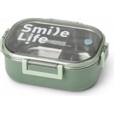 Meturas 980 ml 2 Bölmeli SUS304 Paslanmaz Çelik Bento Yemek Kabı ve Beslenme Kutusu, Kilitli Şeffaf Kapaklı, Okul Ofis Piknik Kamp ve Seyahat Için Taşınabilir Tek Katlı Lunch Box