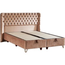 Niron Elegance Lüks Baza ve Başlık Seti 180x200 cm Çift Kişilik Krem Babyface Kumaş Baza ve Başlık Takımı