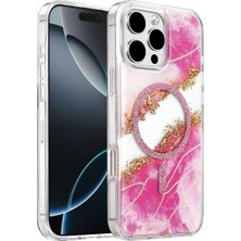 Nemere Mey Ithalat®   iPhone 16 Pro Max Lotus Simli Magsafe Kapak - Pembe