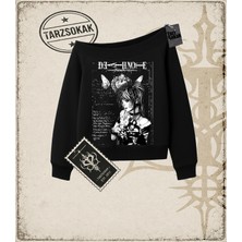 Tarzsokak Gotik & Grunge Streetwear Deat Note Kayık Yaka Sweatshirt
