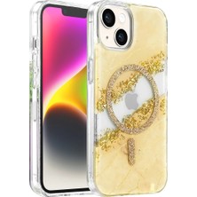 Nemere Mey Ithalat®   iPhone 14 Lotus Simli Magsafe Kapak - Gümüş