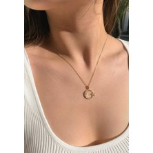 Atalya Accessory Ay Yıldız Zirkon Taşlı Kadın Kolye - Kutuyla Gönderilir