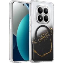Nemere Mey Ithalat®   Redmi Note 15 Pro 5g Lotus Simli Magsafe Kapak - Siyah