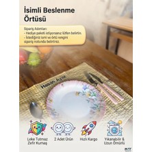 Mav Design 💛 Sarı Renk ve İsim Nakışlı Beslenme Örtüsü 35x50 Silinmez Bozulmaz(2ADET) 🎒✨