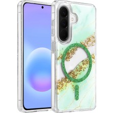 Nemere Mey Ithalat®  Samsung Galaxy A56 Lotus Simli Magsafe Kapak - Yeşil