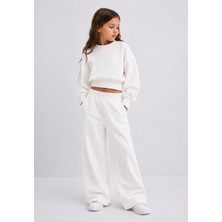 Haha Kız Çocuk Oversize Sweatshirt Bol Paça Eşofman Takımı 2'li Kışlık Spor Takım