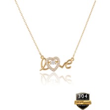 Takantakana Love Zirkon Işleme - 925 Ayar Gümüş - Altın Kaplama - Tektaş Zirkon - Ahşap Kutulu