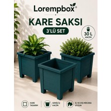 Lorempbox 30 L Kare Saksı 3’lü Set – Balkon, Bahçe, Teras ve Iç Mekân Kullanımına Uygun Dekoratif Saksı