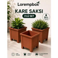 Lorempbox 30 L Kare Saksı 3’lü Set – Balkon, Bahçe, Teras ve Iç Mekân Kullanımına Uygun Dekoratif Saksı