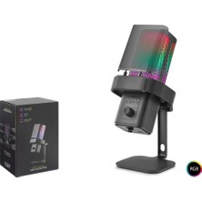 Hadron M6B Gaming Rgb Masaüstü Mikrofon Type-C 192KHZ 24BIT Siyah (Kdo)