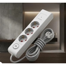 Mutlusan Ri-Tech 3lü 3mt Anahtarlı Şok Korumalı Grup Priz (001 175 370002 03 00) (Kdo)