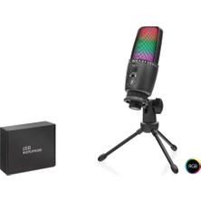 Hadron ME31 Gaming Rgb Tripod Mikrofon Dokunmatik Mute Gain Kontrollü Type-C Siyah (Kdo)