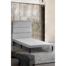 Niron Yatak Niron Slim Baza ve Başlık Takımı - 80x180 Tek Kişilik Kumaş Kaplı Metal Karyola ve Başlık Seti