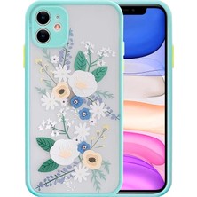 Mabelme iPhone 12 6.1inç Kamera Korumalı Çiçek Desenli Silikon KILIF-(5775)