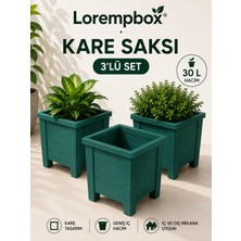 Lorempbox 30 L Kare Saksı 3’lü Set – Balkon, Bahçe, Teras ve Iç Mekân Kullanımına Uygun Dekoratif Saksı