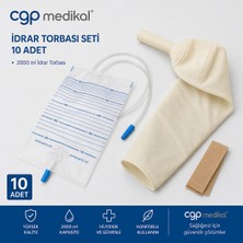 cgp medikal can güven park Prezervatif Sonda 25 mm ve Steril Düz Musluklu Idrar Torbası 2000ML 10 Lu Set