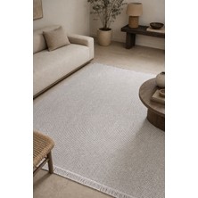 Cinka Home Huzur Beyaz Özel Ölçü Salon Yatak Odası Robot Süpürge Uyumlu Kolay Temizlenir Bukle Halı