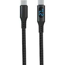 Kazan Hobi Coverzone PD60W Hızlı Şarj Kablosu, LED Ekranlı, 480MBPS Type-C To Type-C Kablo, USB C - USB C Erkek - Erkek Kablo Tip C To Tip C 1 Metre U05CC3