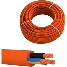 Kazan Hobi (30 METRE)%100 Bakır Çok Telli 3x2.5 mm Elektrik Kablosu Turuncu Elektrikli Araç Şarj Uygun Uyumlu