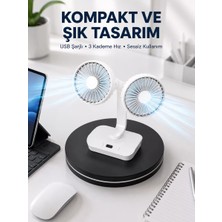 Esranın Dünyası 720° Döner Çift Taraflı Masaüstü Vantilatör – USB Şarjlı Sessiz Fan