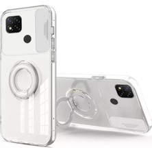 Mabelme Ally Xiaomi Redmi 9c Kılıf Sürgülü Kamera Lens Korumalı Yüzük Standlı Silikon KILIF-(5775)
