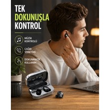 Astraltech Kablosuz Kulak Içi Bluetooth Kulaklık – Dokunmatik Kontrol ve LED Şarj Ekranı