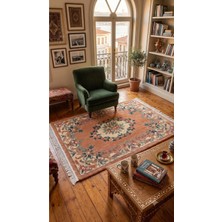 Ft Halı %100 El Dokuma Çin Kabartma Halısı - Kiremit / Taba Rengi Çiçekli Yün Halı - 120 x 180 cm