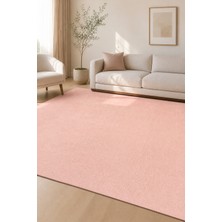 Cinka Home Mıra Pembe Kadifemsi Ultra Dolgun Yıkanabilir Kaymaz Tabanlı Yumuşak Salon Oturma Odası Halısı