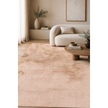 Cinka Home Asena Tavşan Peluş Bej Kaymaz Tabanlı Ekstra Yumuşak Kabartmalı Tüy Dökmez Hali