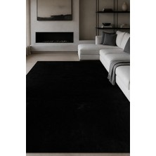Cinka Home Asena Poly Peluş Kaymaz Tabanlı Ekstra Yumuşak Kabartmalı Tüy Dökmez Siyah Halı