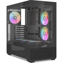 Mabelme Sama V40BK Black, B750BK 750W, 80+ Bronze, Pcıe 5.1, Atx3.1, Tempered Glass Panel, Panoramic Tasarım, Type-C, 6X120MM Argb Fan, Atx, Gamıng Kasa