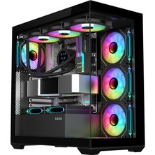 Mabelme Sama SV01BK Black, B750BK 750W, 80+ Bronze, Pcıe 5.1, Atx3.1, Tempered Glass Panel, Panoramic Tasarım, Type-C, 4X120MM Argb Fan, Atx, Gamıng Kasa