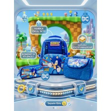 Orijinal Lisanslı Sonic 3'lü Okul Seti – 3D Kabartmalı Okul Çantası, Termoslu Beslenme Çantası ve Çift Gözlü Kalemlik