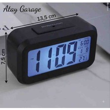 Atay Garage Dijital Masa Saati - Işıklı, Alarmlı, Termometreli ve Takvimli Dijital Komodin Saati