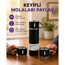 Gees Global 500 ml Isı Korumalı Çelik Termos ve Bardak Seti | Silikon Tabanlı, Şık ve Pratik