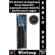 Wintoup #cırt Dayanıklı Poliamid Kilitli Sabitleme Düzenleyici 100'LÜ Plastik Kablo Bağı Siyah Cırt Kelepçe