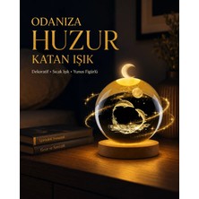 Grandor Yunus Temalı Kristal Küre USB Işıklı Ahşap Altlıklı Gece Lambası