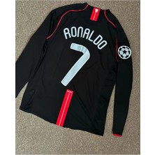 Ozsports 2008 Manchester United Premier Lig Fontlu Uzun Kollu Ronaldo Forması Siyah