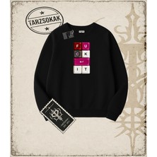 Tarzsokak Gotik & Grunge Streetwear Keycap 5 Bisiklet Yaka Sweatshirt