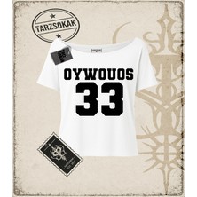 Tarzsokak Kadın Gotik & Grunge Streetwear Kısa Kol Baskılı Kayık Yaka Tişört