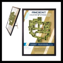 Lineex Counter-Strike 2 Ancient Haritası 3D Çerçeveli Duvar Tablosu | Cs2 Ancient Map Oyuncu Odası Dekoru