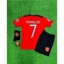 Ozsports Manchester United 2022-23 Sezonu Cristiano Ronaldo Çocuk Forması 4'lü Set (Armalı)