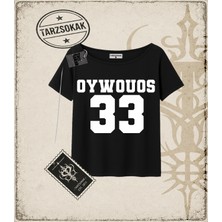 Tarzsokak Gotik & Grunge Streetwear Kadın Oywouos Baskılı Kayık Yaka Tişört