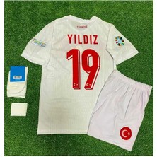 Ozsports Türkiye Kenan Yıldız Beyaz Çocuk Forması 4'lü Set (Euro 2024 Patch)