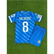 Ozsports Real Madrid 2025/26 Yeni Sezon Valverde Alternatif Çocuk Forması ( Blue)