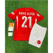 Ozsports Türkiye 2024 Barış Alper Yılmaz Iç Saha Çocuk Forması 4'lü Set (Euro 2024 Patch) Kırmızı