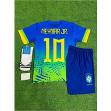 Ozsports Brezilya 2024/25 Yeni Sezon Neymar Jr Çocuk Konsept Forması 4'lü Set (Maviyeşil)