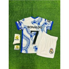 Ozsports Real Madrid Yeni Sezon Cristiano Ronaldo Yılan Desenli Özel Çocuk Forması Armalı 4'lü Set