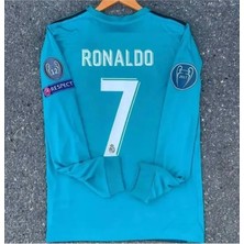 Ozsports Real Madrid Ronaldo Uzun Kol Turkuaz Futbol Forması